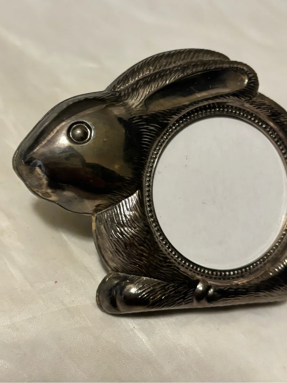 Bunny Shaped Round Photo Frame - Silver Tone